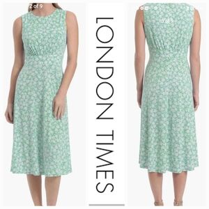 NWT London Times Green Floral Women's Dress ~sz 18